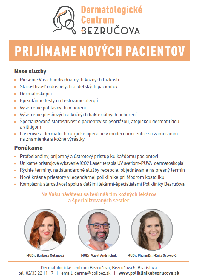 Dermatologické centrum - prijímame nových pacientov