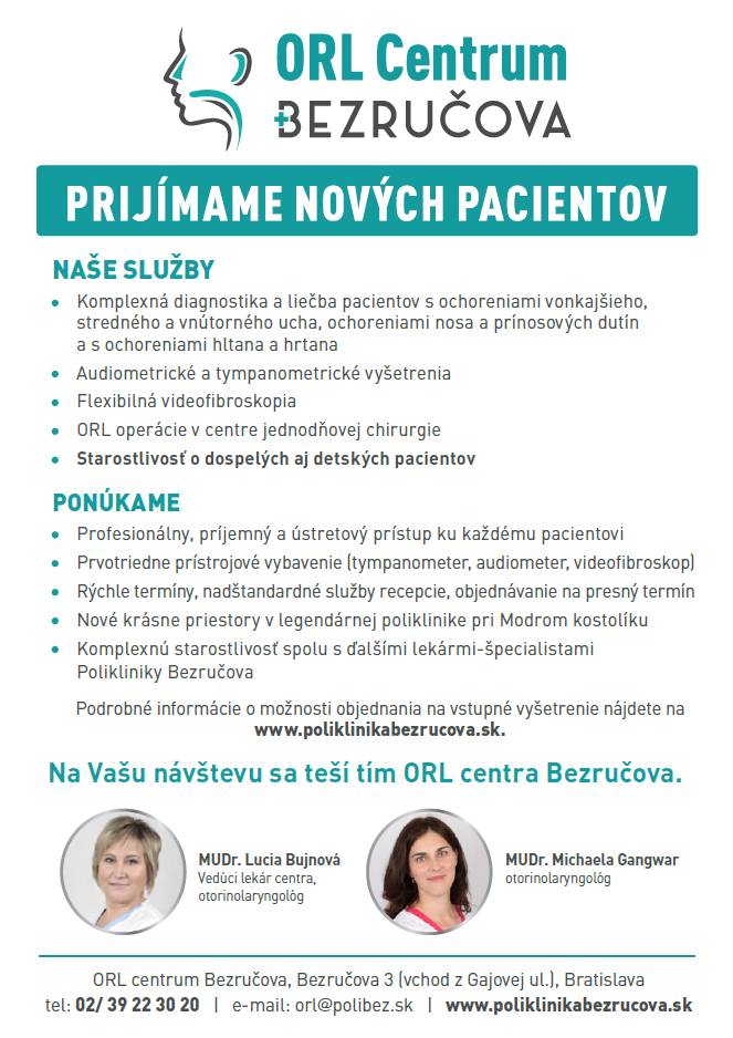 Otorinolaryngologické Centrum - noví pacienti